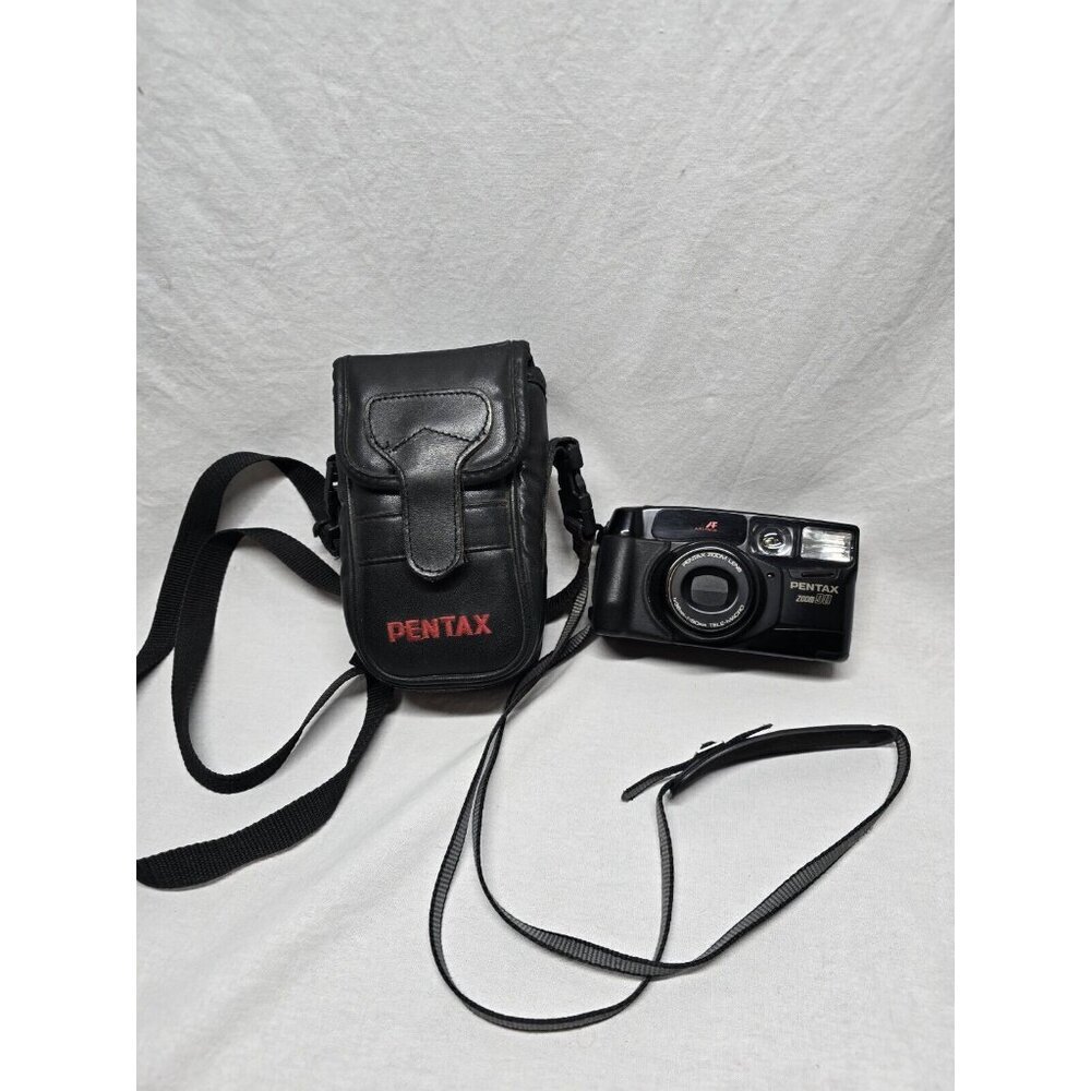 Pentax Zoom-90 Black Tele-Macro Auto Focus Point & Shoot Film Camera With Case
